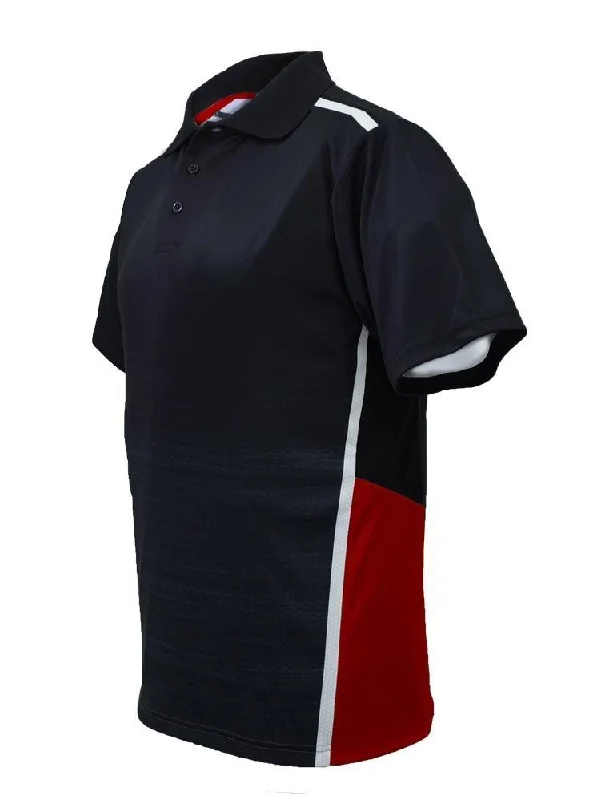 Sublimated Panel Golf Polo - Black/Red