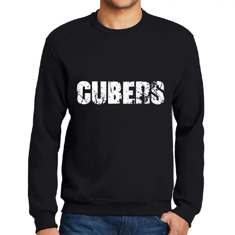 Men's Printed Graphic Sweatshirt Popular Words CUBERS Deep Black