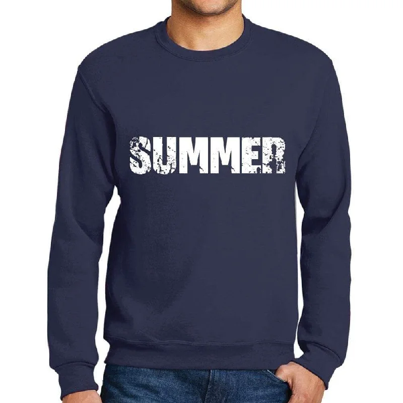 Men's Printed Graphic Sweatshirt Popular Words SUMMER French Navy