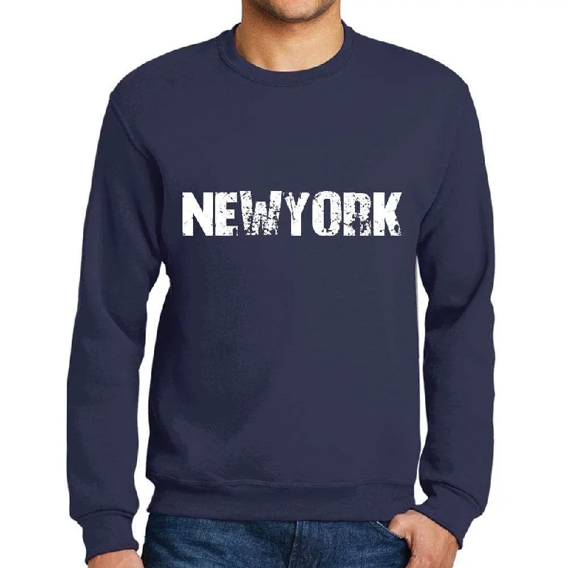 Men's Printed Graphic Sweatshirt Popular Words NEWYORK French Navy