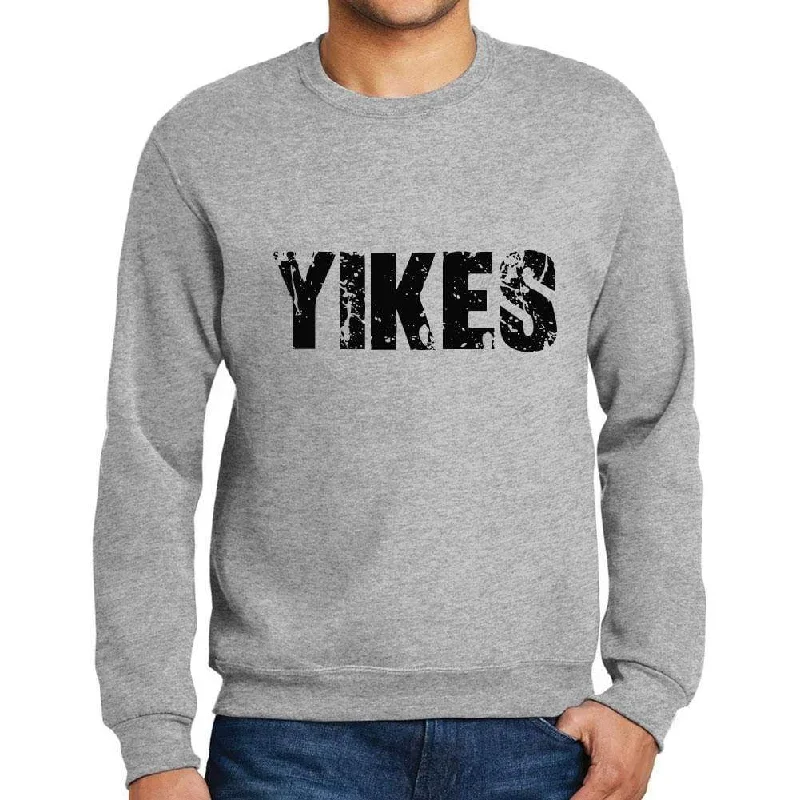 Men's Printed Graphic Sweatshirt Popular Words YIKES Grey Marl