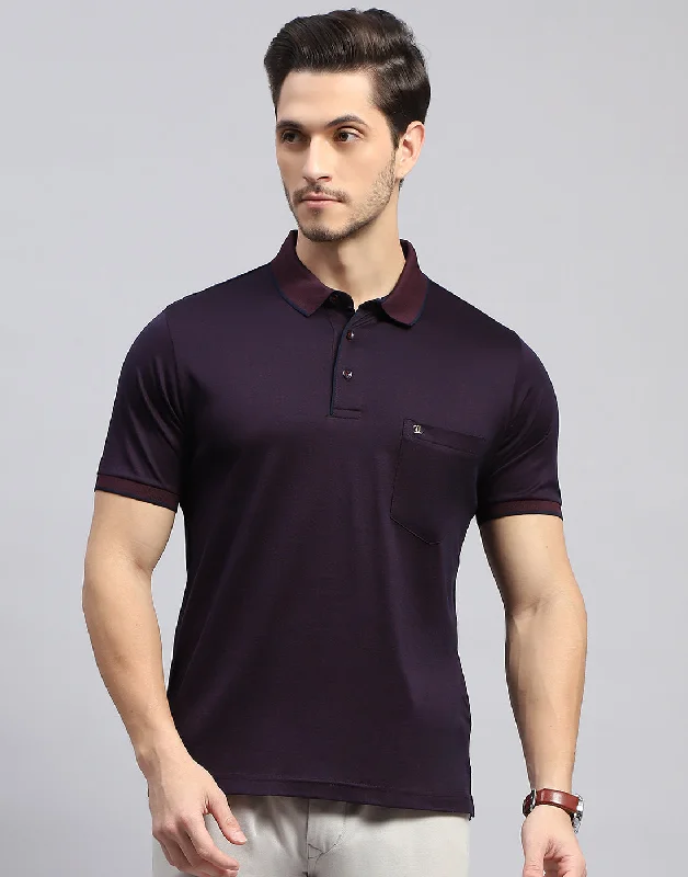 Men Maroon Solid Polo Collar Half Sleeve T-Shirt