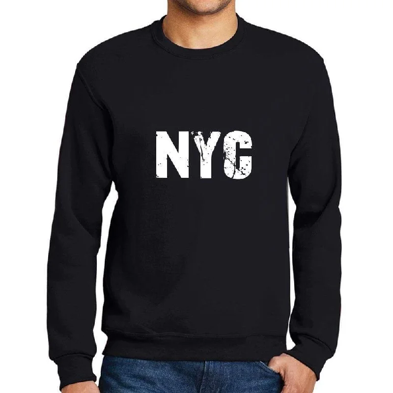 Men's Printed Graphic Sweatshirt Popular Words NYC Deep Black