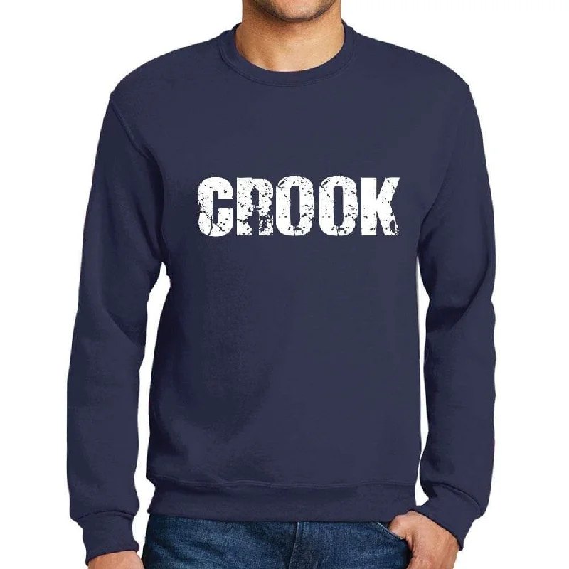 Men's Printed Graphic Sweatshirt Popular Words CROOK French Navy