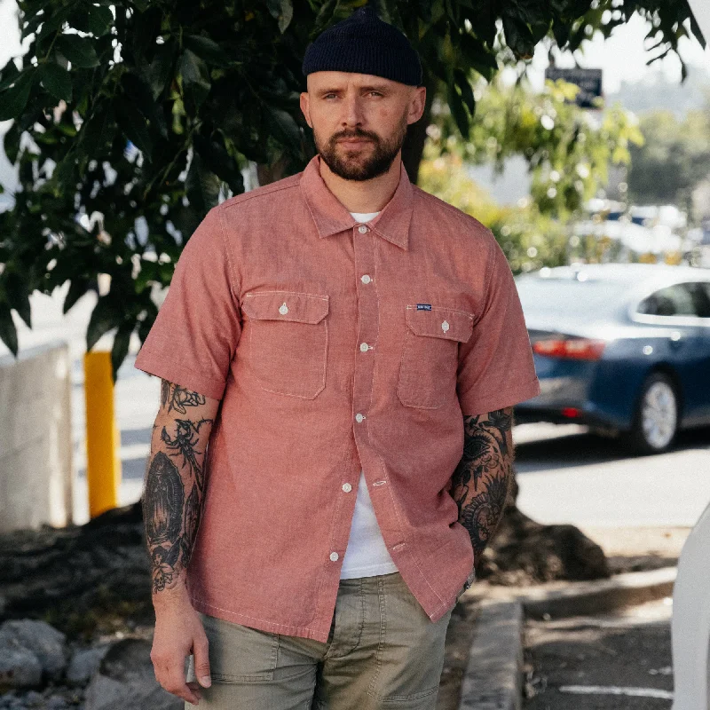 Iron Heart IHSH-388-RED Short Sleeved Summer Shirt Red FINAL SALE