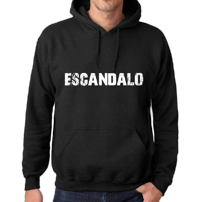 Men's Women's Unisex Printed Graphic Cotton Hoodie Soft Heavyweight Hooded Sweatshirt Pullover Popular Words ESCANDALO Deep Black