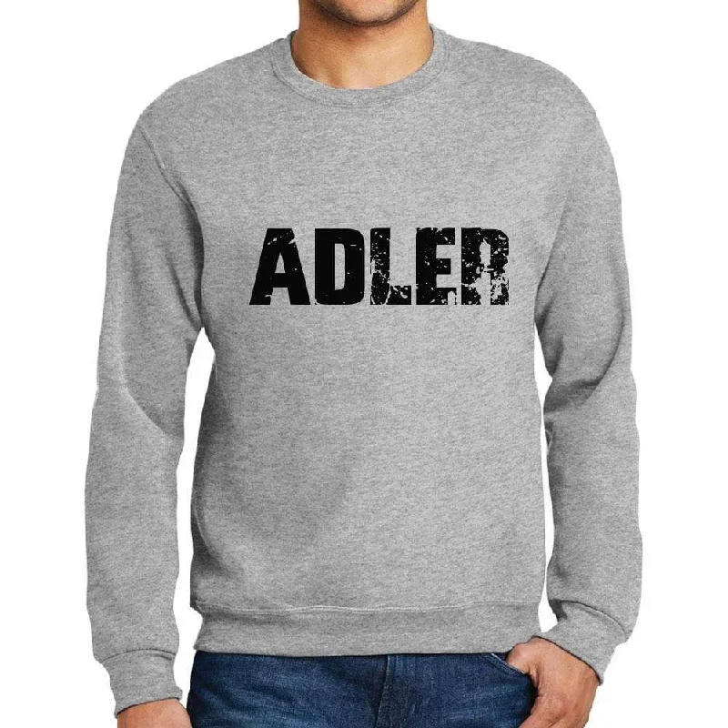 Men's Printed Graphic Sweatshirt Popular Words ADLER Grey Marl