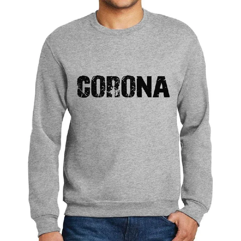 Men's Printed Graphic Sweatshirt Popular Words CORONA Grey Marl