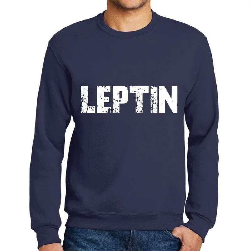 Men's Printed Graphic Sweatshirt Popular Words LEPTIN French Navy