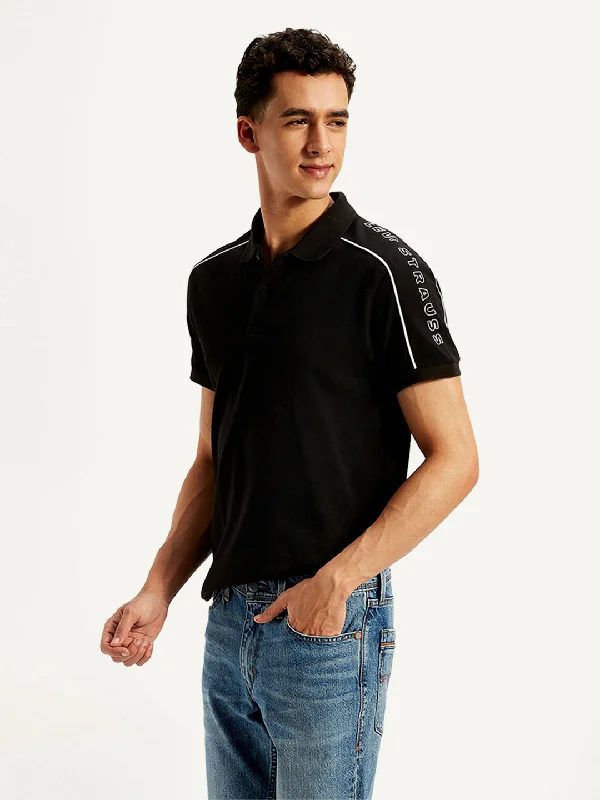 Men's Typographic Print Slim Fit Polo T-Shirt