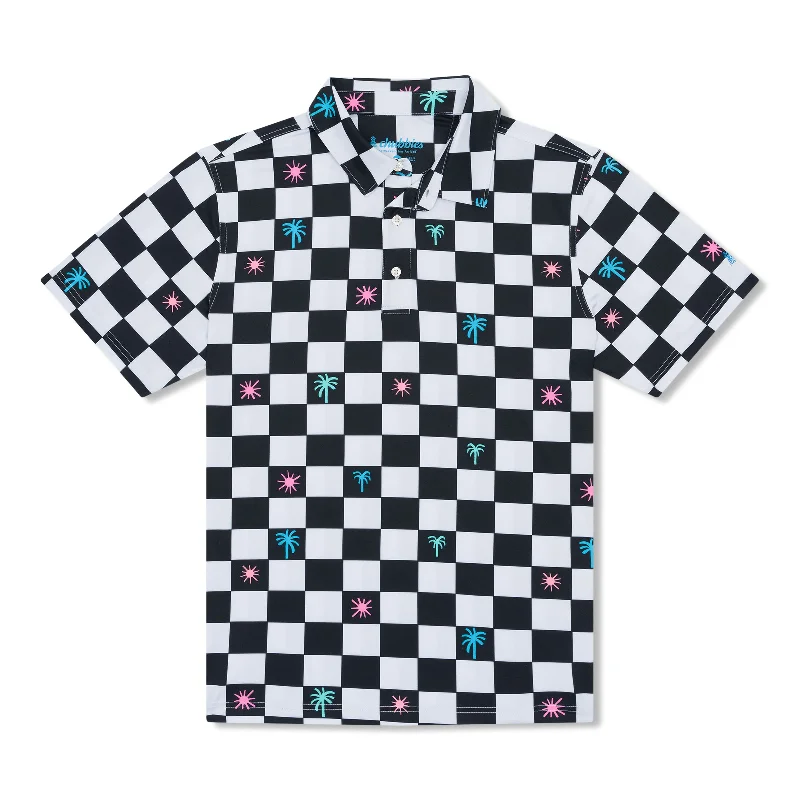 Chubbies The Check Me Out Performance Polo Shirt - Black - Pattern Base (Plaids)