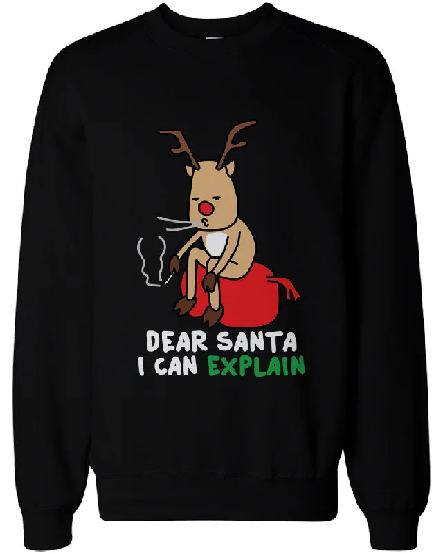 Rudolph Stole Santa's Bag and Smoking Funny Sweatshirts Cute Holiday Sweaters