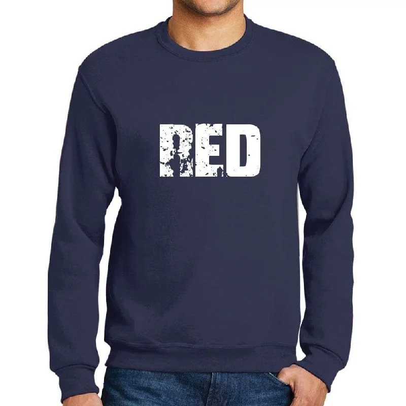 Men's Printed Graphic Sweatshirt Popular Words RED French Navy