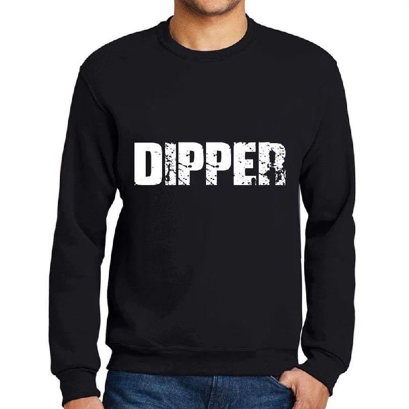 Men's Printed Graphic Sweatshirt Popular Words DIPPER Deep Black