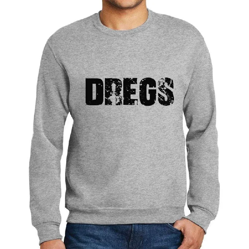 Men's Printed Graphic Sweatshirt Popular Words DREGS Grey Marl