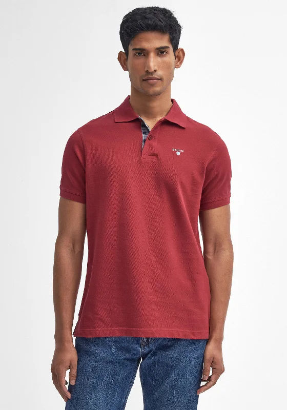 Barbour Men's Tartan Contrast Pique Polo Shirt, Highland Red