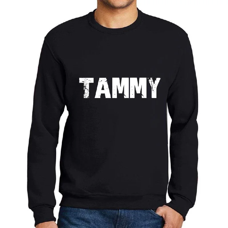 Men's Printed Graphic Sweatshirt Popular Words TAMMY Deep Black