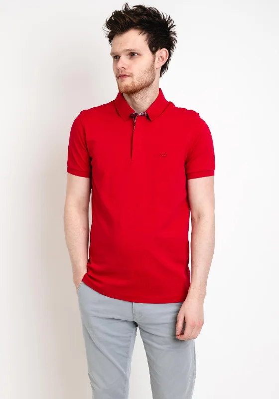 StilPark Contrast Placket Polo Shirt, Rouge Red