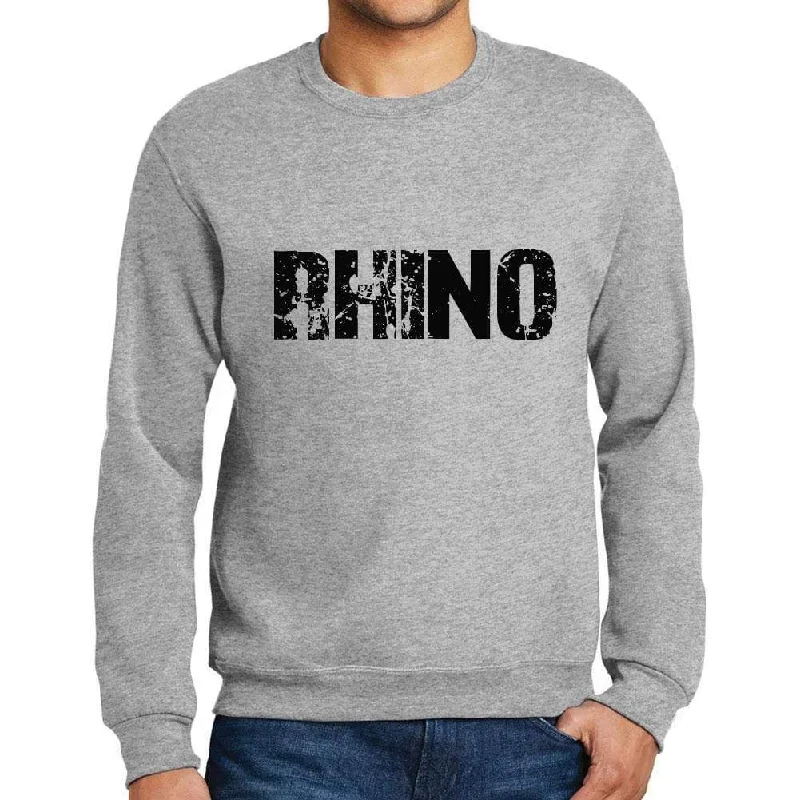 Men's Printed Graphic Sweatshirt Popular Words RHINO Grey Marl