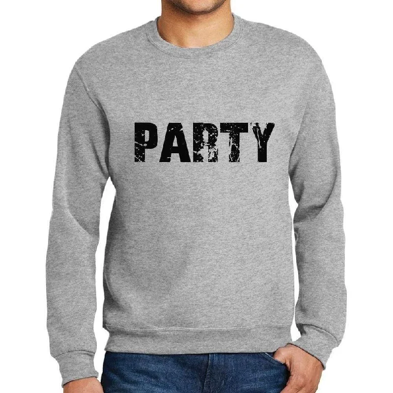 Men's Printed Graphic Sweatshirt Popular Words PARTY Grey Marl