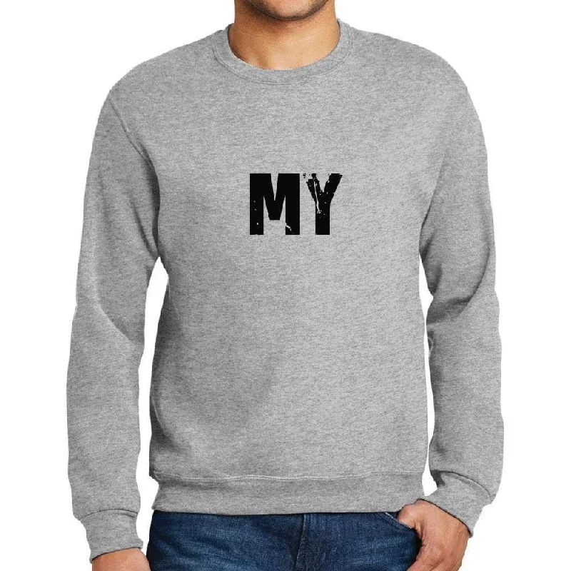 Men's Printed Graphic Sweatshirt Popular Words MY Grey Marl