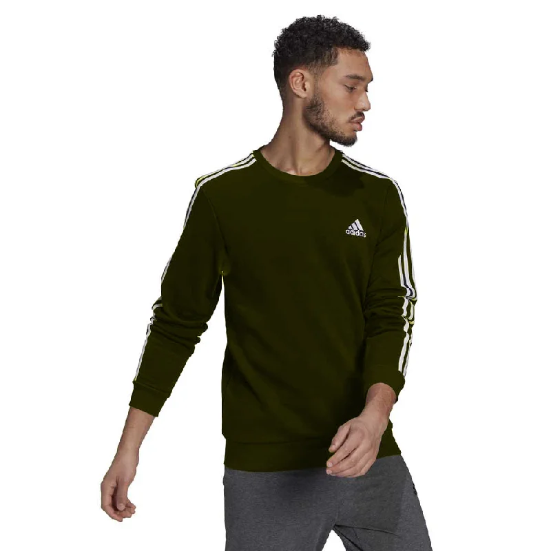 ADDS Embroided Logo3 Stripes  Sports Fleece Olive Green Sweatshirt 10452