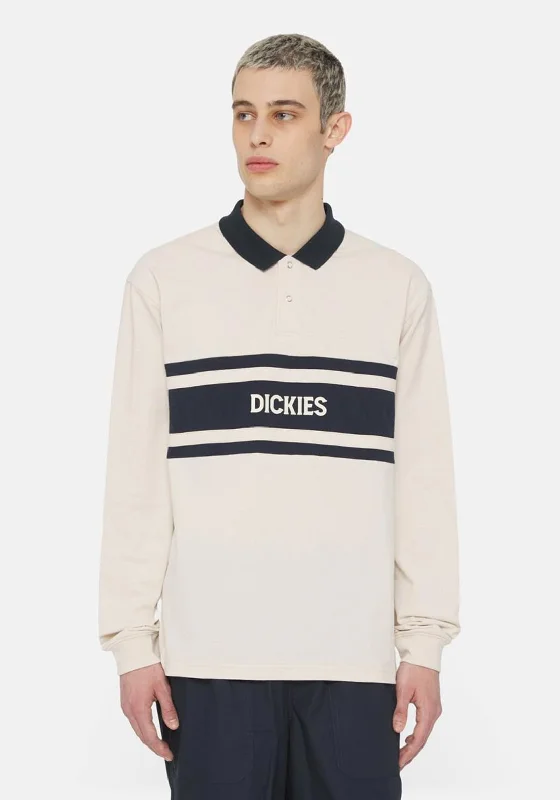 Dickies Yorktown Long Sleeve Rugby Polo Shirt, Whitecap Grey