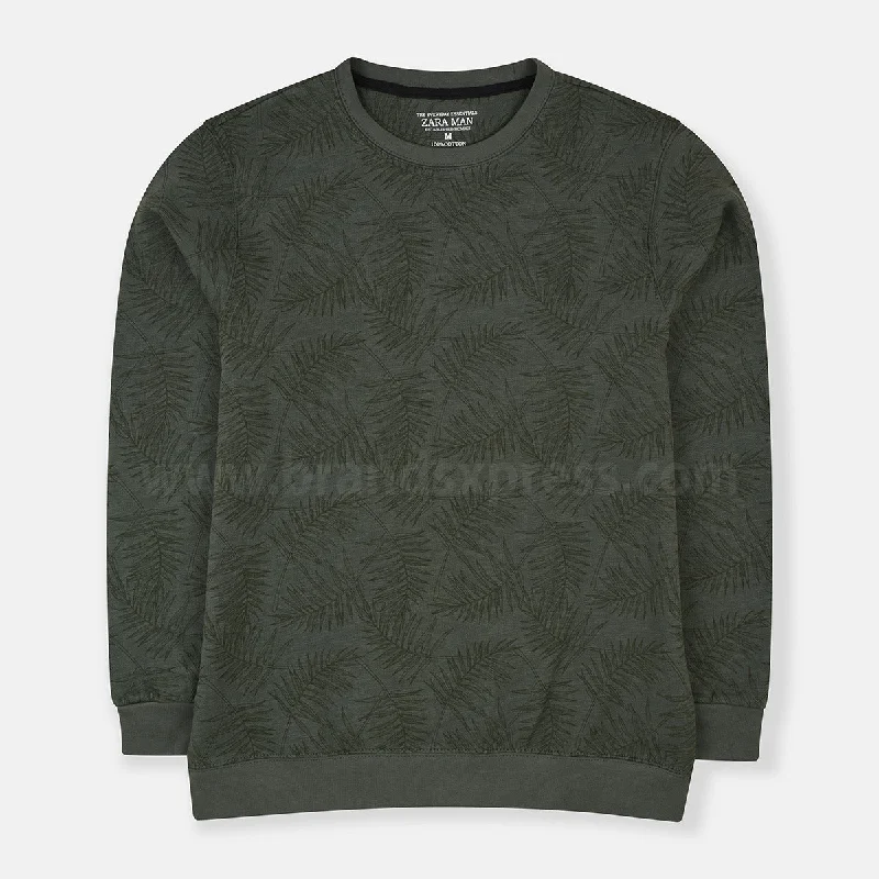 ZR All Over Leaves Print Green Sweatshirt 8128