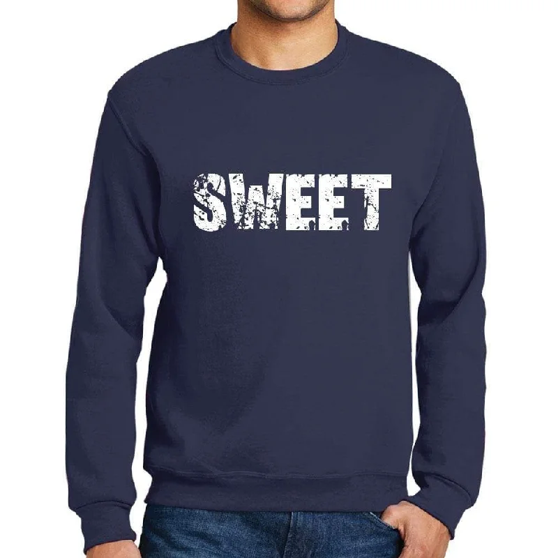 Men's Printed Graphic Sweatshirt Popular Words SWEET French Navy