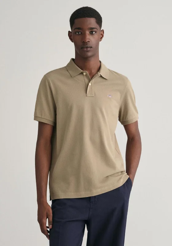 Gant Shield Pique Polo Shirt, Dried Clay