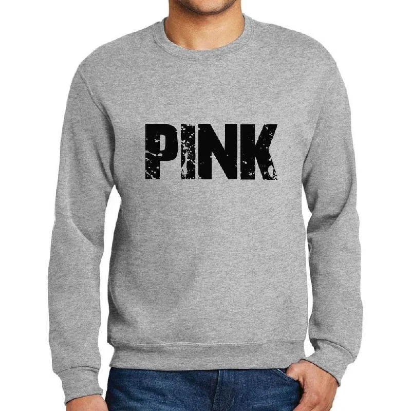 Men's Printed Graphic Sweatshirt Popular Words PINK Grey Marl