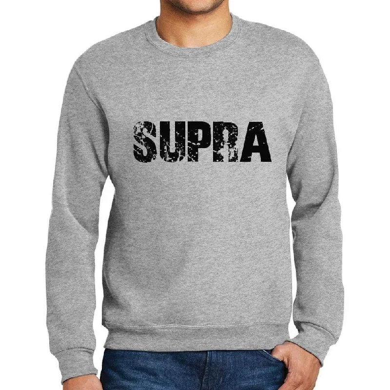 Men's Printed Graphic Sweatshirt Popular Words SUPRA Grey Marl