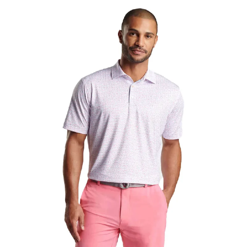 Peter Millar The Bees Knees Performance Jersey Polo Shirt - White/Hula Pink