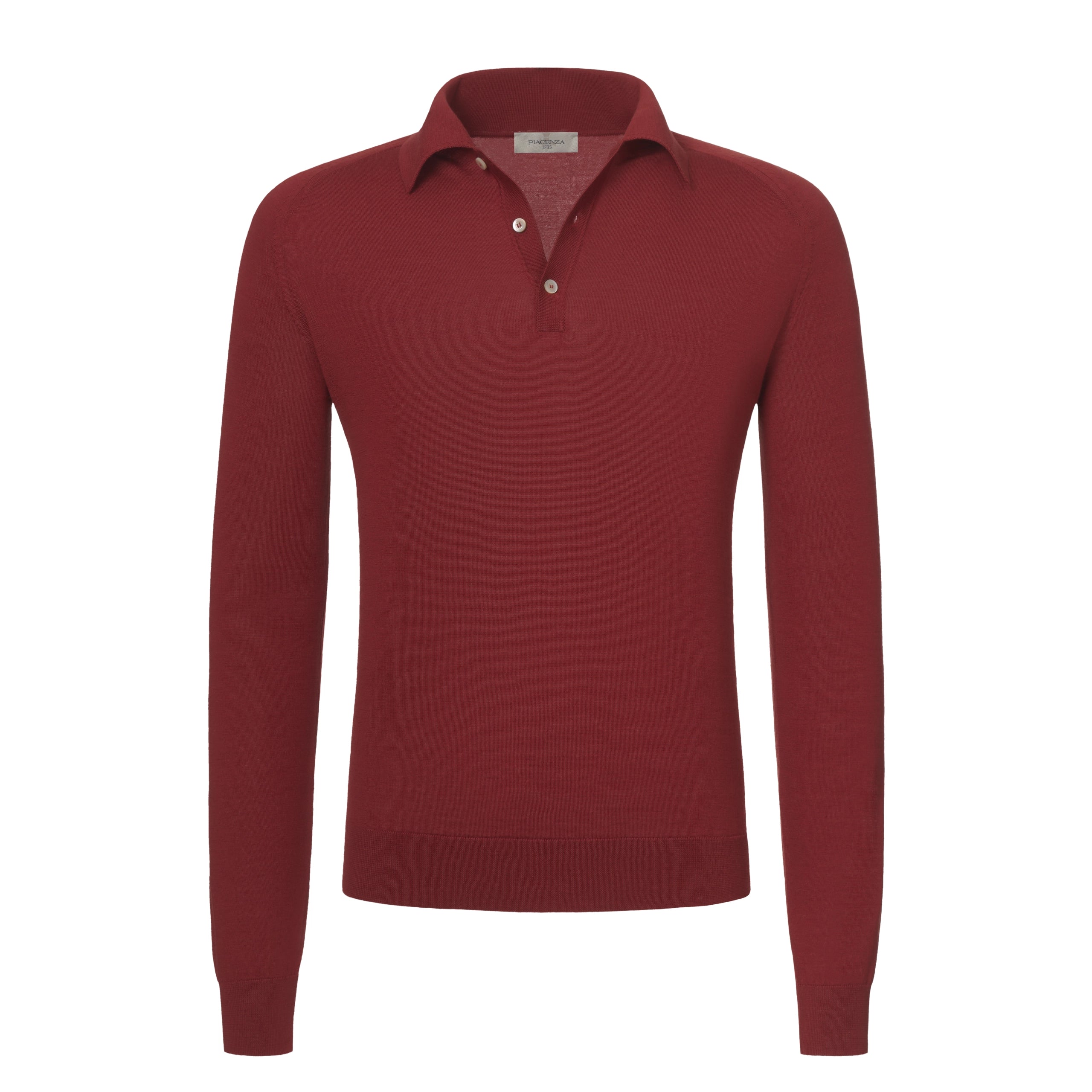 Virgin Wool Polo Shirt in Red Rusty