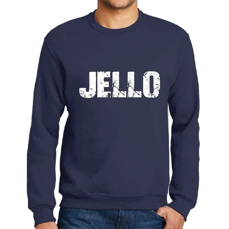 Men's Printed Graphic Sweatshirt Popular Words JELLO French Navy