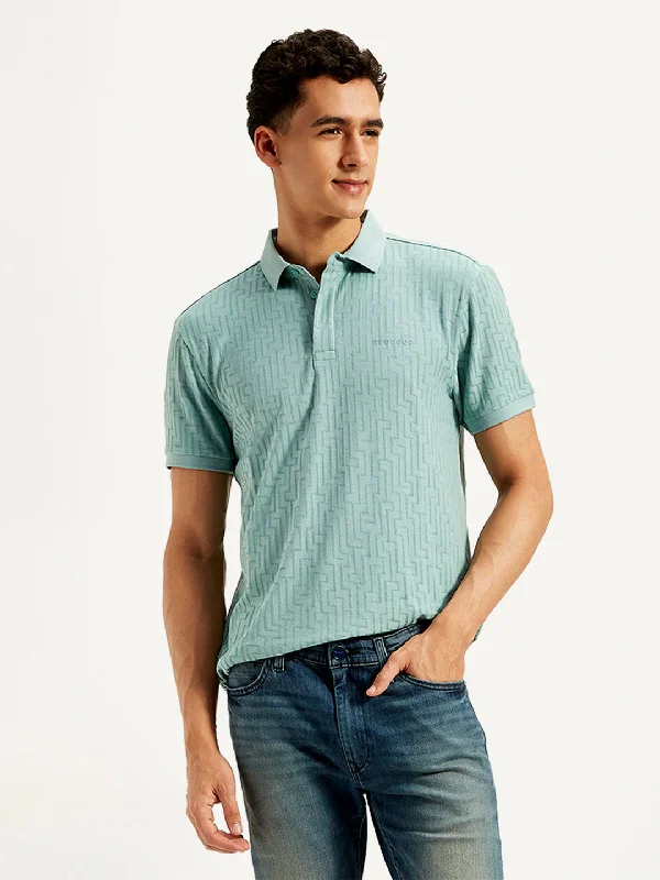 Men's Geometric Print Slim Fit Polo T-Shirt