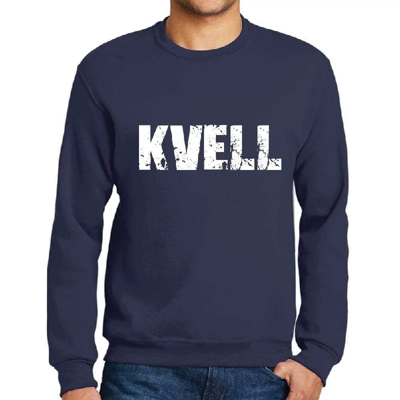 Men's Printed Graphic Sweatshirt Popular Words KVELL French Navy