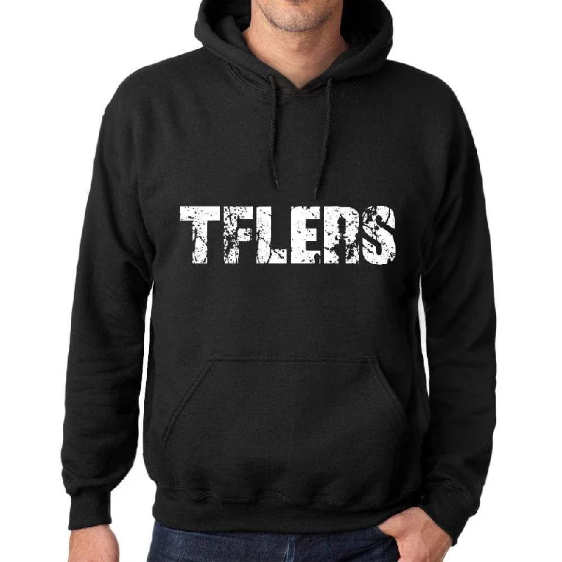 Men's Women's Unisex Printed Graphic Cotton Hoodie Soft Heavyweight Hooded Sweatshirt Pullover Popular Words TFLERS Deep Black