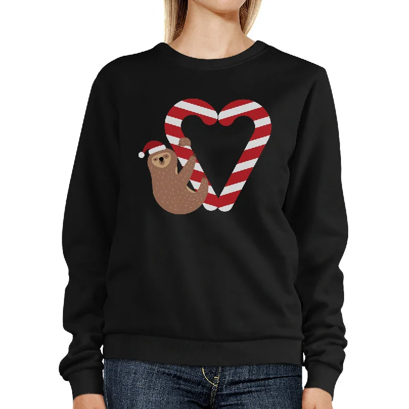 Candy Cane And Sloth Sweatshirt Winter Pullover Fleece Sweater