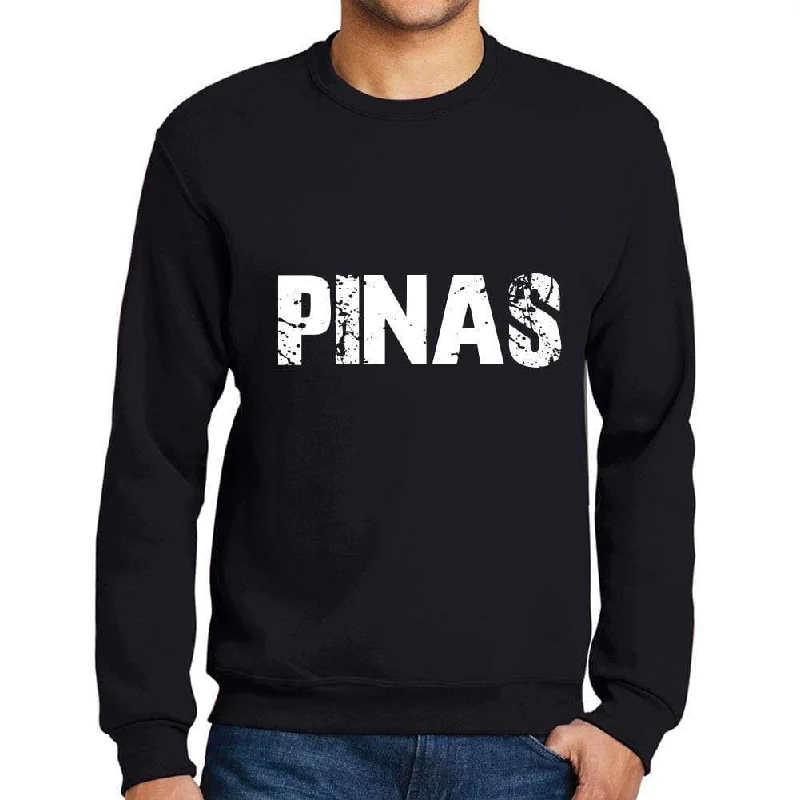 Men's Printed Graphic Sweatshirt Popular Words PINAS Deep Black