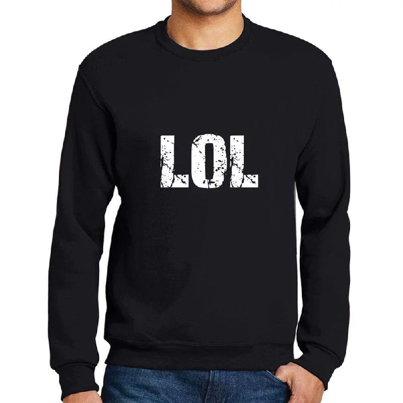 Men's Printed Graphic Sweatshirt Popular Words LOL Deep Black