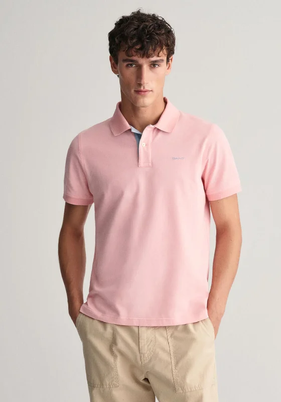 Gant Contrast Pique Polo Shirt, Bubblegum Pink