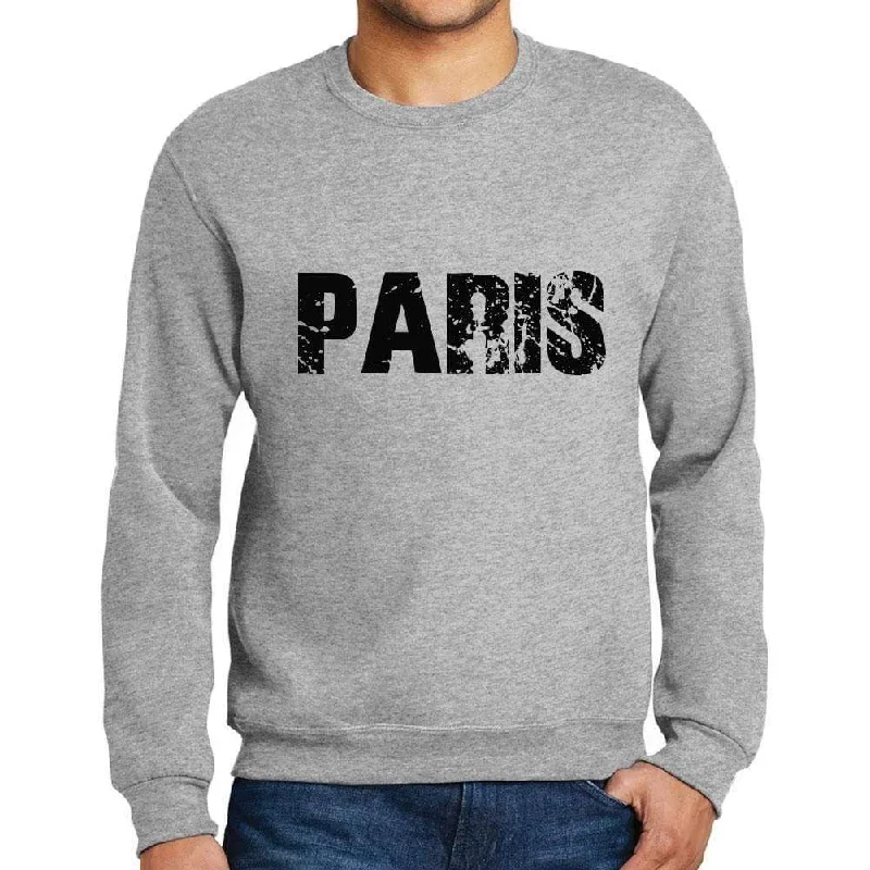 Men's Printed Graphic Sweatshirt Popular Words PARIS Grey Marl