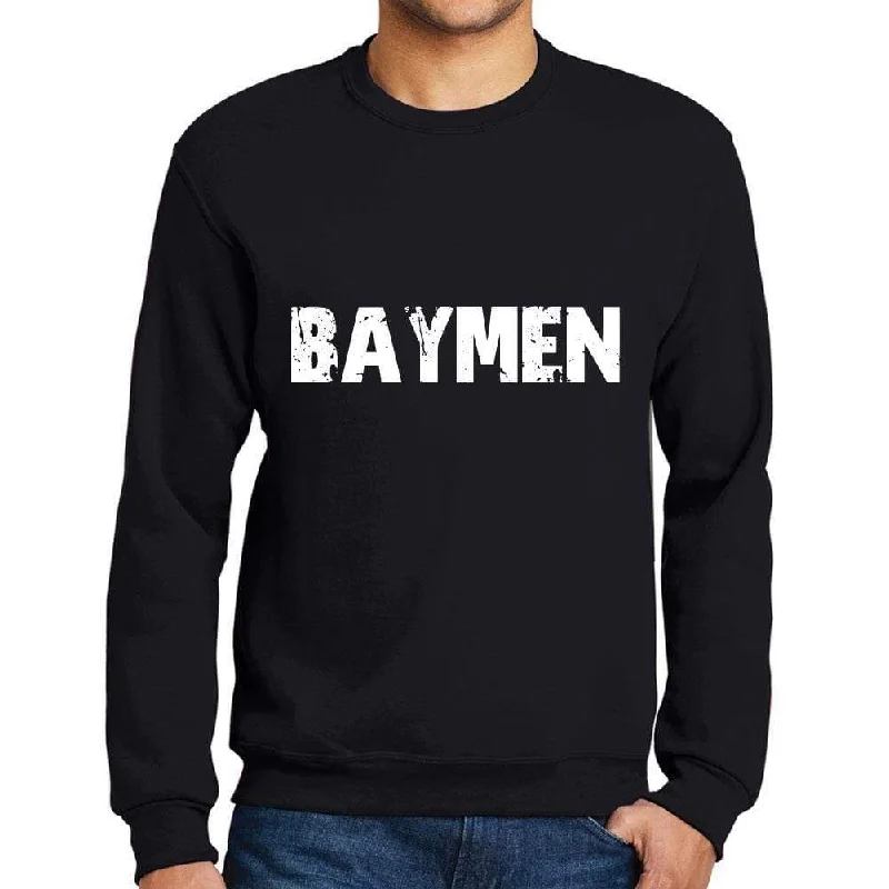 Men's Printed Graphic Sweatshirt Popular Words BAYMEN Deep Black