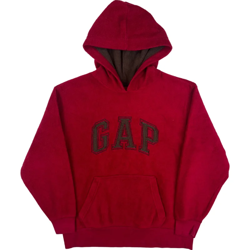 GAP Embroidered Pullover Fleece Hoodie Red