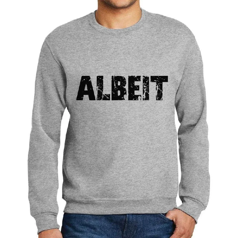 Men's Printed Graphic Sweatshirt Popular Words ALBEIT Grey Marl