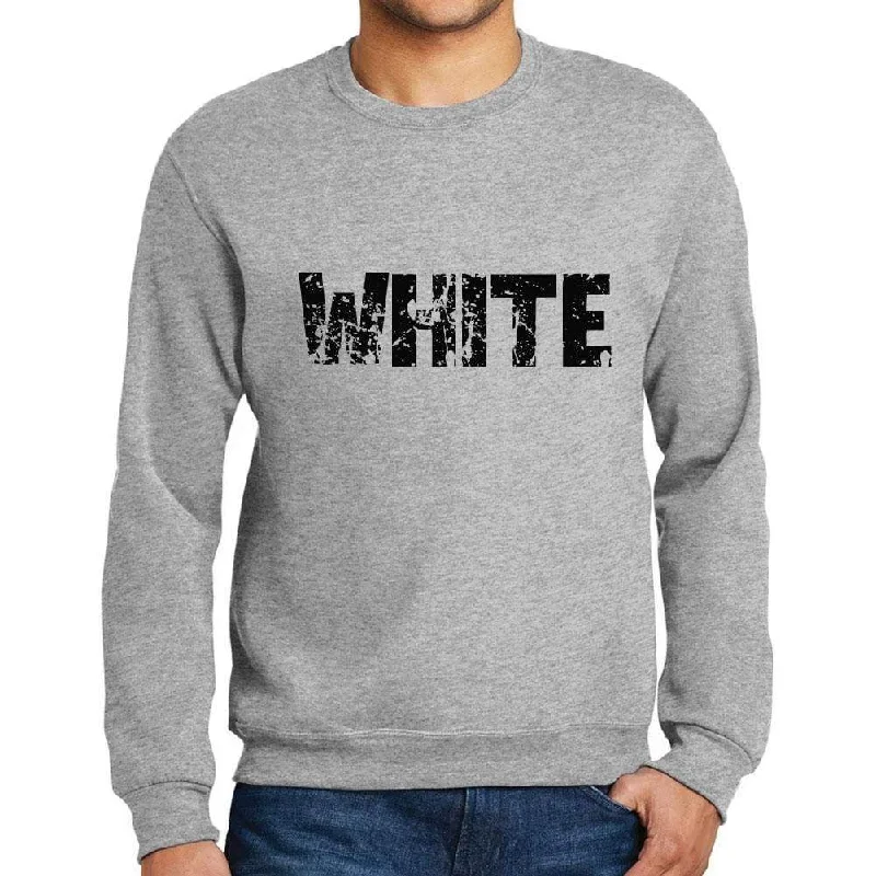 Men's Printed Graphic Sweatshirt Popular Words WHITE Grey Marl