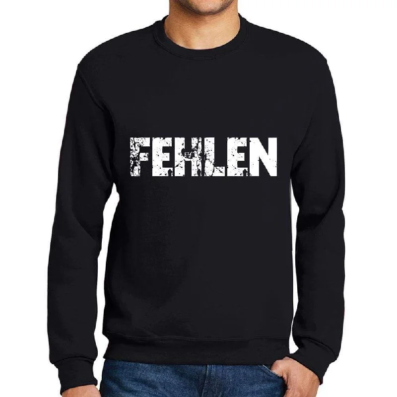 Men's Printed Graphic Sweatshirt Popular Words FEHLEN Deep Black