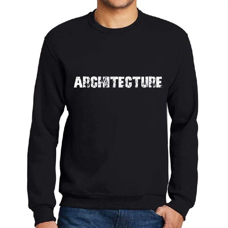 Men's Printed Graphic Sweatshirt Popular Words ARCHITECTURE Deep Black