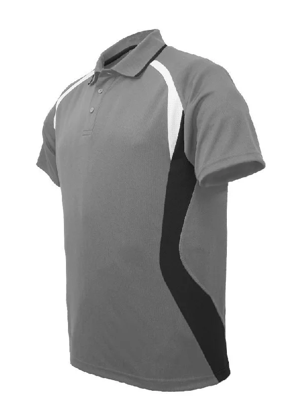 Golf Sports Panel Polo Shirt - Grey/Black/White